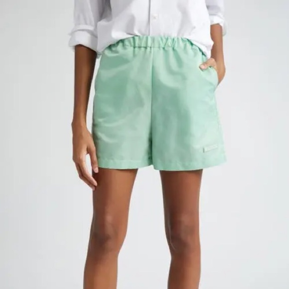 Sporty & Rich Good Health Nylon Shorts Thyme/White Size Small